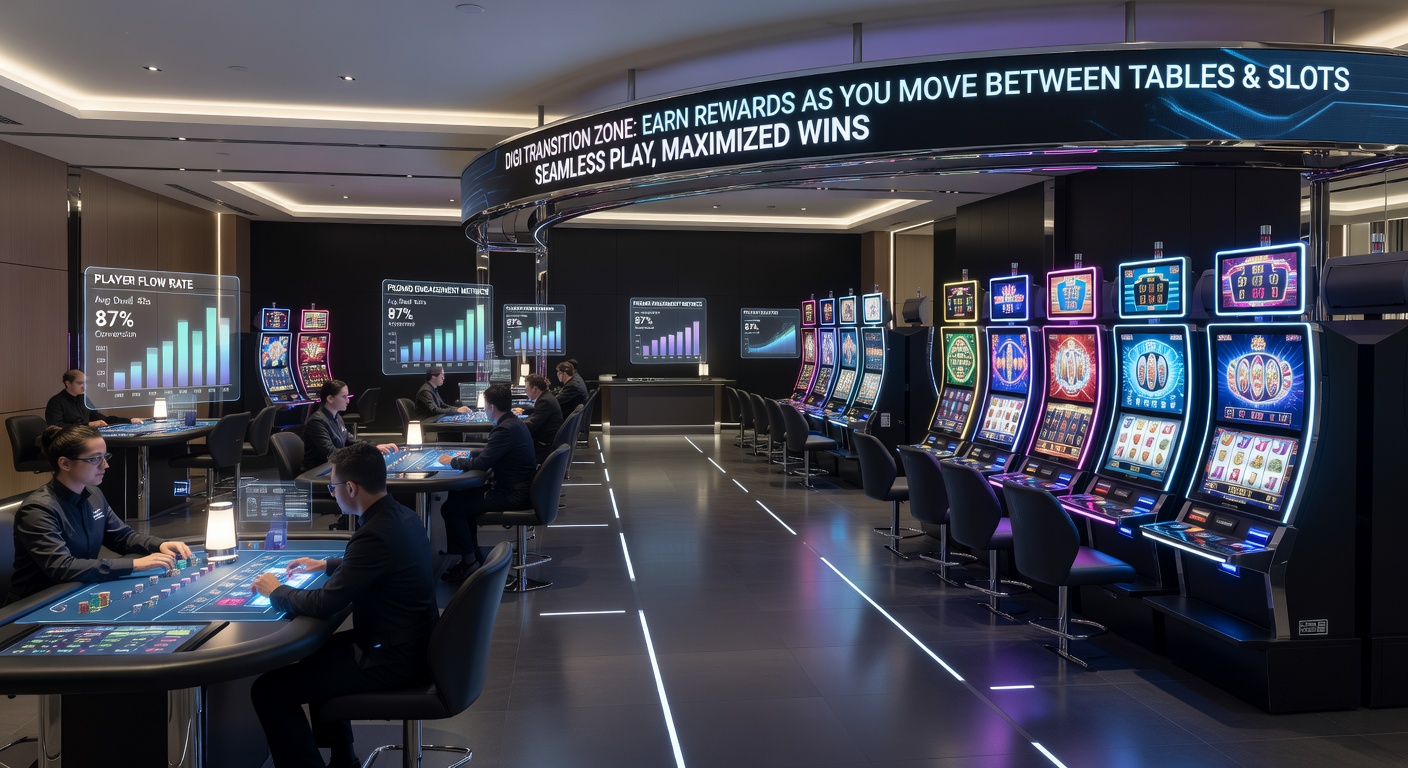 Mobile casino screen displaying a transition bonus from table games to reel machines with progress bar and reward details