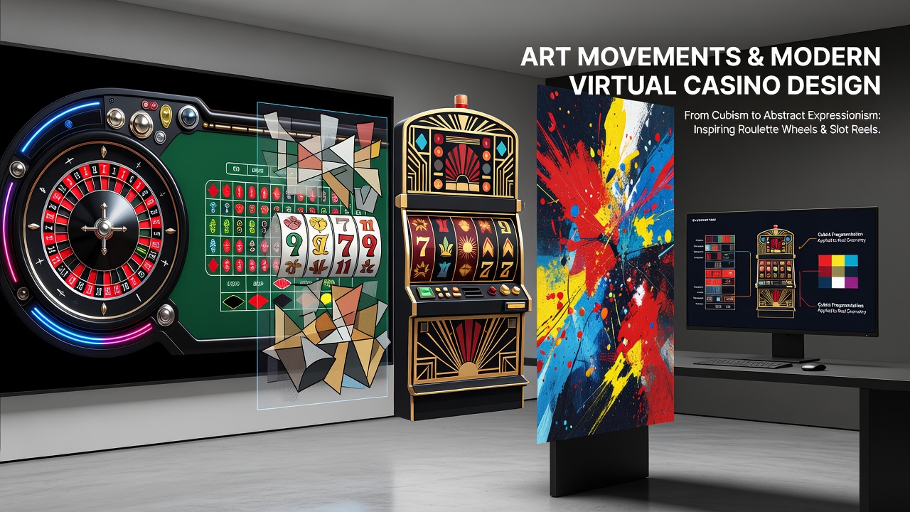 Slot machine reels displaying Pop Art and Surrealist inspired symbols and vibrant color contrasts