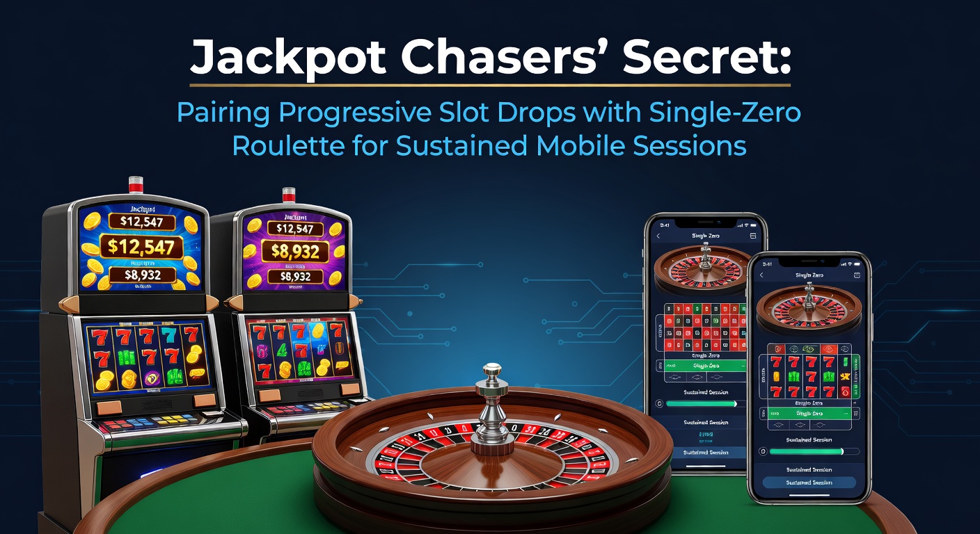 Mobile screen showing progressive slot jackpot drop alongside single-zero roulette table interface
