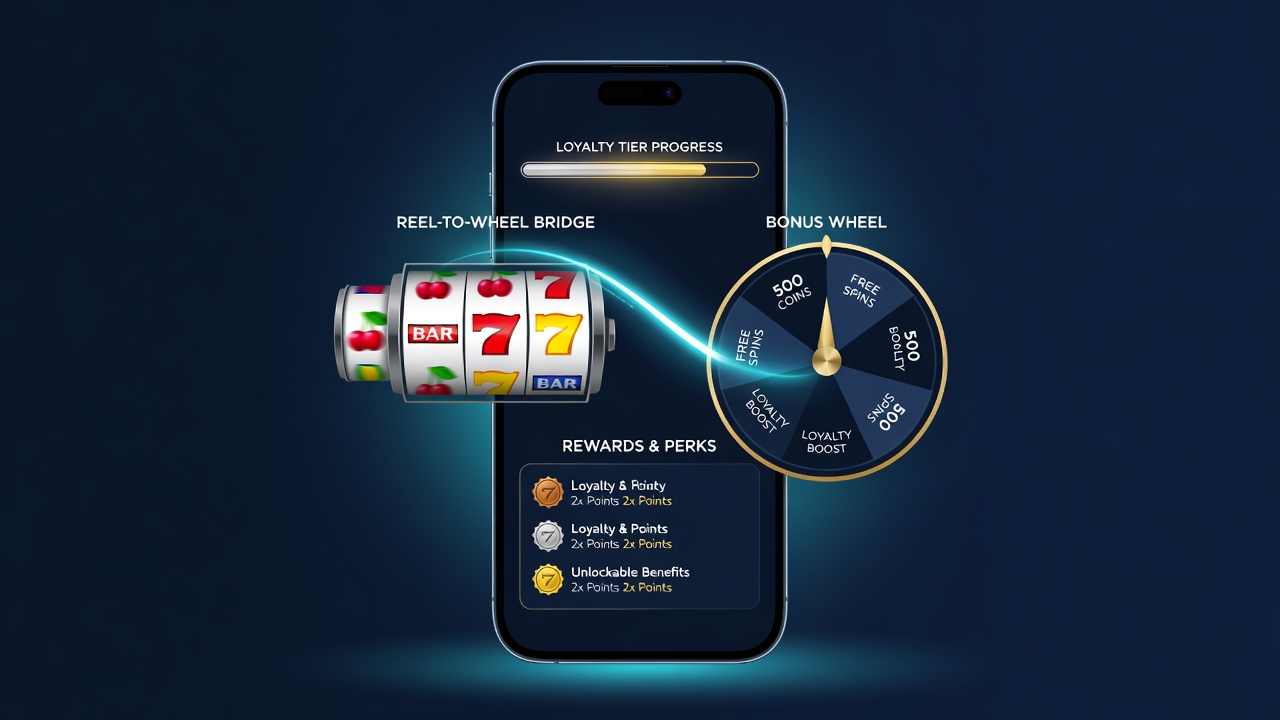 Mobile app dashboard displaying loyalty points earned from both slot reels and roulette wheels