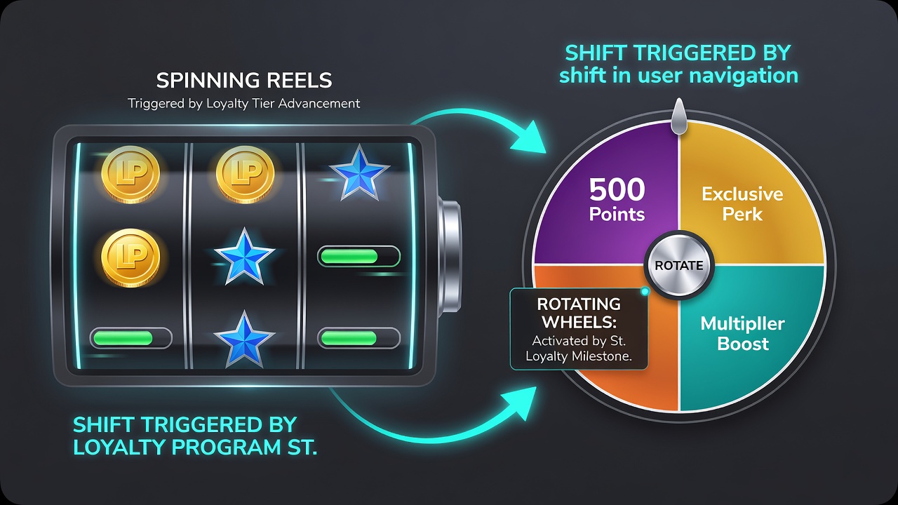 Analytics dashboard displaying user flow from reels to wheels in loyalty-driven mobile casino apps