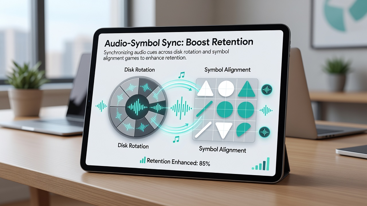 Cross-game audio timing comparison between disk rotation sequences and symbol alignment reels in regulated online environments